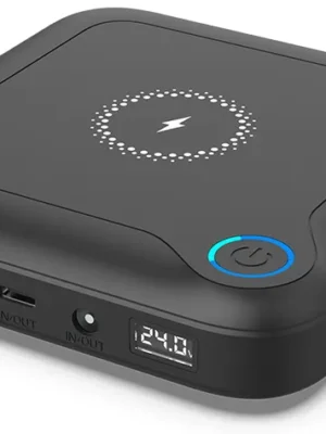 Універсальна мобільна батарея PowerPlant 24000mAh, PD 60W, DC 12-24V 9 конекторів, 2xUSB-C,USB-A QC3.0,Wireless