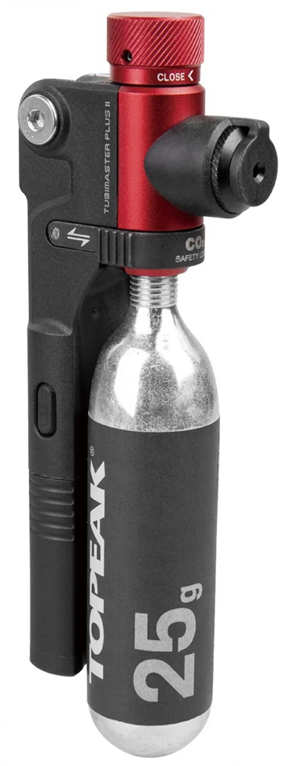 b32b44124769ed5277fa9d3ac021b207-convert.webp Ремкомплект/насос Topeak Tubi Master Plus II Special Edition, w/1.5mm & 3.5mm plug tool & plugs, CO2 inflator, one 25g CO2 cartridge, strap mount