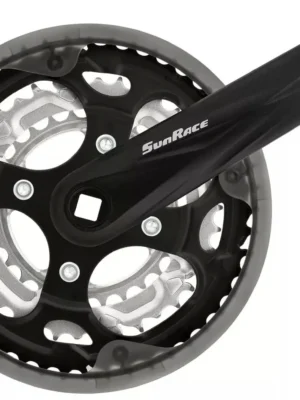 Шатун SUN RACE FCM300 28/38 / 48T CG (захист ланцюга), під квадрат, L175мм, чорний